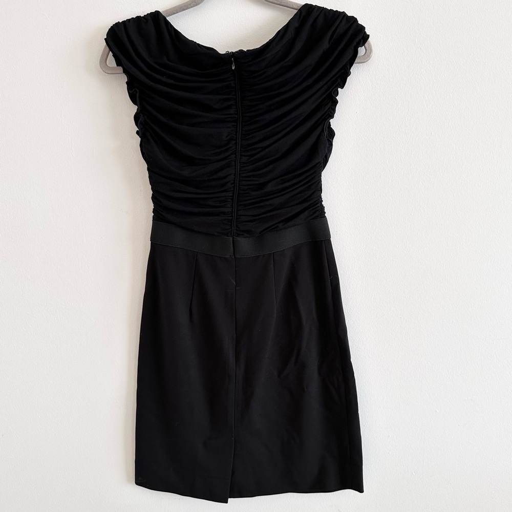 Shoshanna soft stretchy knit ponte mixed media little black dress size 0 - Picture 2 of 6